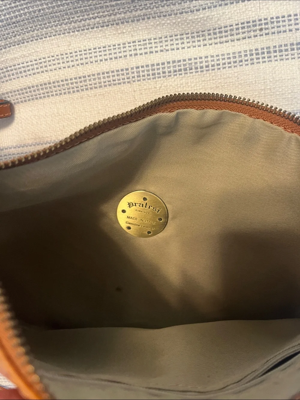 Pratesi Firenze Leather Studded Clutch in Cognac Brown